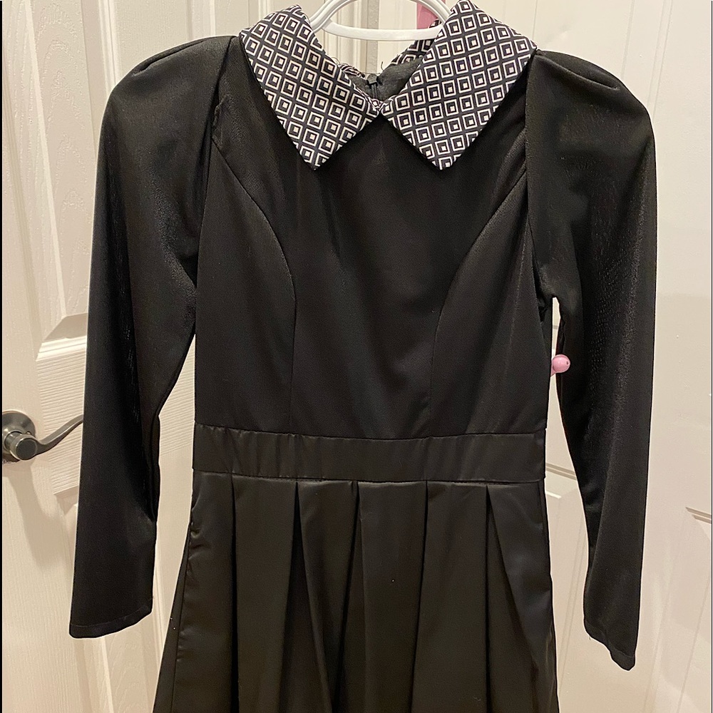 Andy Home black satin collared dress, size S